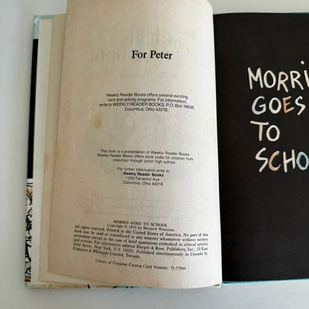 Morris Goes To School Vintage 1970 Hardcover Book